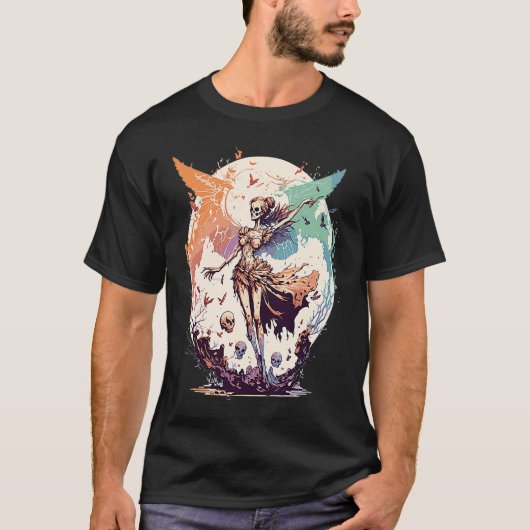 Waterverf Skeleton Fairy Gothic Fairycore Grunge T-shirt (Voorkant)