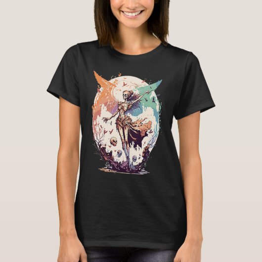 Waterverf Skeleton Fairy Gothic Fairycore Grunge T-shirt (Voorkant)