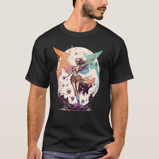 Waterverf Skeleton Fairy Gothic Fairycore Grunge T-shirt (Voorkant)