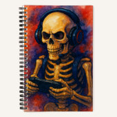 Waterverf Skeleton Gamer met Headset Notitieboek (Voorkant)
