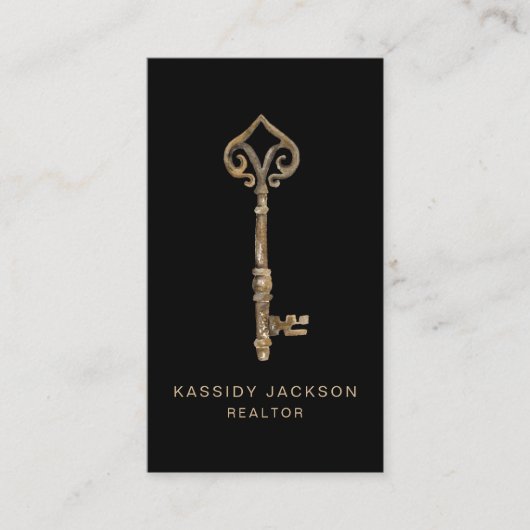 Waterverf Skeleton Key Real Estate Black Visitekaartje (Voorkant)