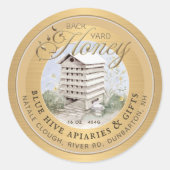 Waterverf Skep Metallic Gold Backyard Honey Label (Voorkant)