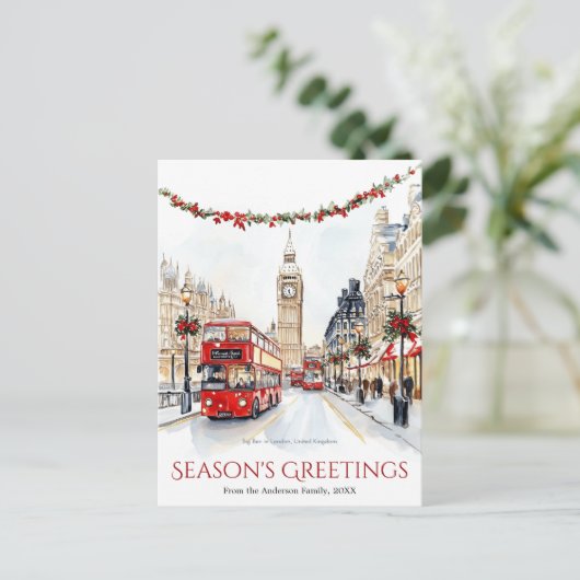 Waterverf Sketch Big Ben Londen Travel Christmas Feestdagenkaart (Staand voorkant)