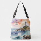 Waterverf Sketch Byron Bay Vuurtoren Monogram | Crossbody Tas (Voorkant)