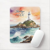 Waterverf Sketch Byron Bay Vuurtoren Monogram | Muismat (Met muis)