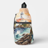 Waterverf Sketch Byron Bay Vuurtoren Monogram | Sling Bag (Voorkant)