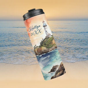 Waterverf Sketch Byron Bay Vuurtoren Monogram Thermosbeker