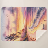 Waterverf Sketch Maui Hawaii Kleurrijk | Sherpa Deken (Voorkant (horizontaal))