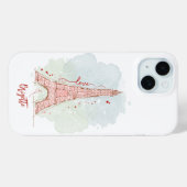 Waterverf Sketchy Doodle Eiffeltoren Monogrammed Case-Mate iPhone Case (Achterkant (horizontaal))