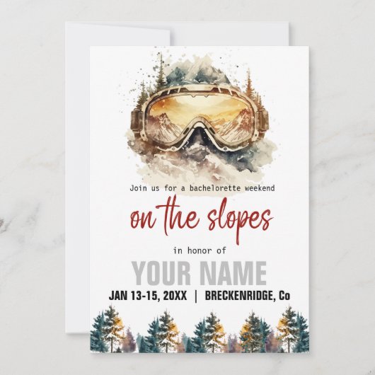 Waterverf Skibril & Berg Ski Bruidsmeisjes Kaart (Voorkant)