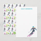 Waterverf skiën gepersonaliseerd bedankkaart (Voorkant / Achterkant)