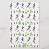 Waterverf skiën gepersonaliseerd briefpapier (Achterkant)