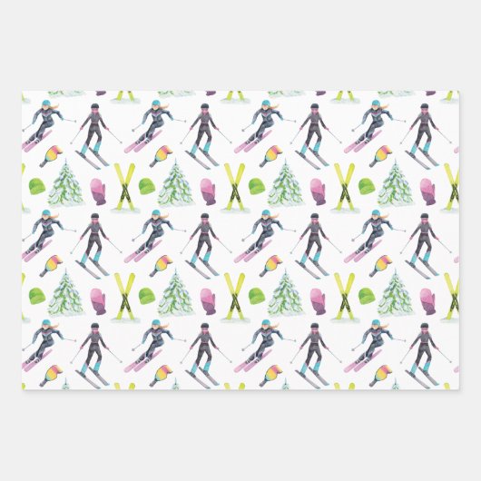 Waterverf skiën inpakpapier vel (Voorkant 2)
