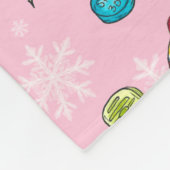 Waterverf Skiën Pika met uitrusting op Roze Sneeuw Fleece Deken (Hoek)