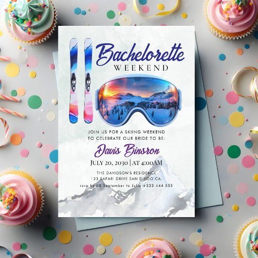 waterverf skiën vrijgezellenweekend kaart