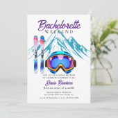 waterverf skiën vrijgezellenweekend kaart (Staand voorkant)