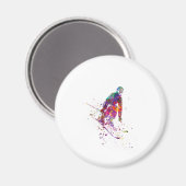waterverf skier magneet (Voorkant / Achterkant)