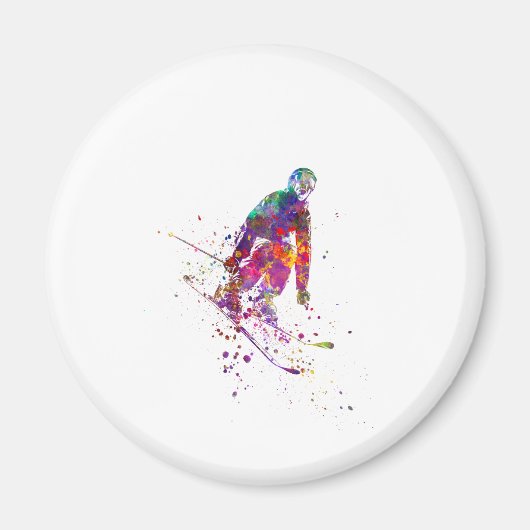 waterverf skier magneet (Voorkant)