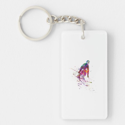 waterverf skier sleutelhanger (Voorkant)
