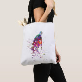 waterverf skier tote bag (Dichtbij)