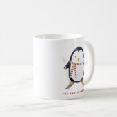 Waterverf Skiing Penguin Personalized Holiday Koffiemok (Voorkant rechts)