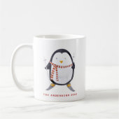 Waterverf Skiing Penguin Personalized Holiday Koffiemok (Links)