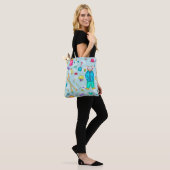 Waterverf Skiing Pika Illustratie op Blauw Tote Bag (Op model)