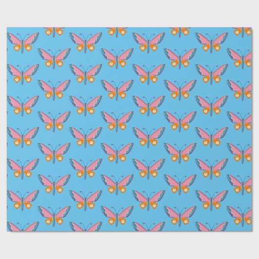 Waterverf Skinny Butterfly Wrapping Paper Cadeaupapier (Vlak)