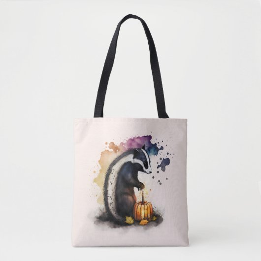 Waterverf Skunk Halloween Tote Bag (Voorkant)