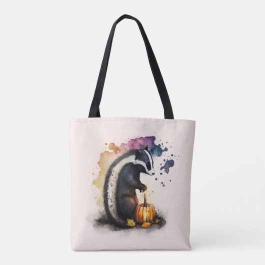 Waterverf Skunk Halloween Tote Bag (Achterkant)