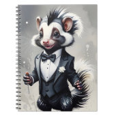 Waterverf Skunk Tuxedo Zwart Stropdas Wit Bloem Notitieboek (Voorkant)