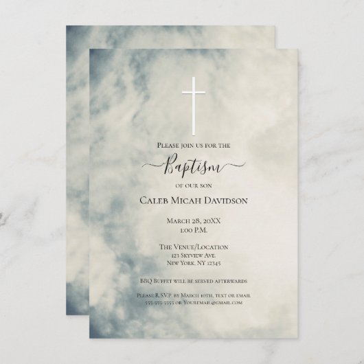  Waterverf Sky Abstract Modern Baptisme Kaart (Voorkant / Achterkant)