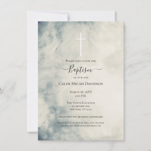 Waterverf Sky Abstract Modern Baptisme Kaart (Voorkant)