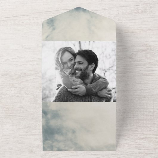 Waterverf Sky Abstract Modern Wedding All In One Uitnodiging (Buitenkant)