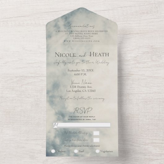 Waterverf Sky Abstract Modern Wedding All In One Uitnodiging (Binnen)