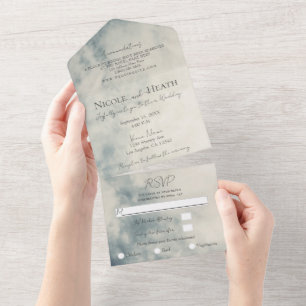 Waterverf Sky Abstract Modern Wedding All In One Uitnodiging