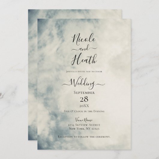 Waterverf Sky Abstract Modern Wedding Kaart (Voorkant / Achterkant)