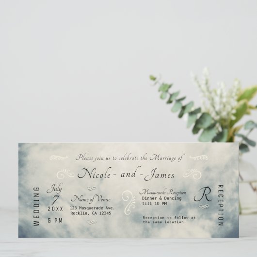  Waterverf Sky Abstract Modern Wedding Kaart (Staand voorkant)