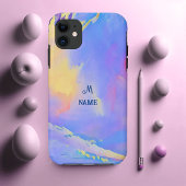 Waterverf Sky Blue Clouds Monogram op maat Case-Mate iPhone Case