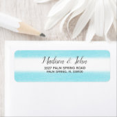 Waterverf Sky Blue Stripes Modern Beach Wedding Etiket (Insitu)
