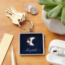 Waterverf Sky Celestial Floral Moon Stars