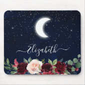 Waterverf Sky Celestial Moon Stars Floral Muismat (Voorkant)