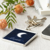 Waterverf Sky Celestial Moon Stars Sleutelhanger (Zijkant)