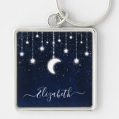Waterverf Sky Celestial Moon Stars String Lights Sleutelhanger (Voorkant)