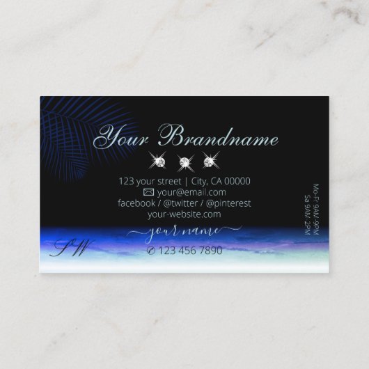 Waterverf Sky Clouds Sparking Diamonds Initialen Visitekaartje (Achterkant)