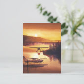 waterverf "Sky Harbour" Float Plane Briefkaart (Staand voorkant)