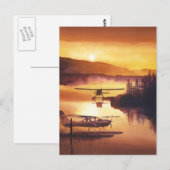 waterverf "Sky Harbour" Float Plane Briefkaart (Voorkant / Achterkant)