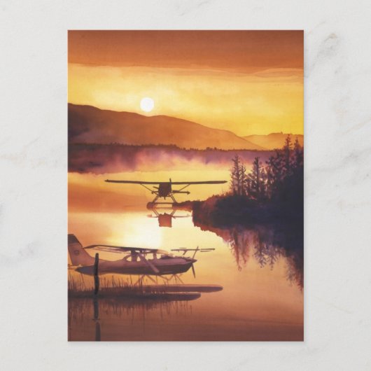 waterverf "Sky Harbour" Float Plane Briefkaart (Voorkant)