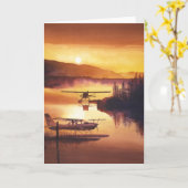 waterverf "Sky Harbour" Float Plane Kaart (Gele Bloem)