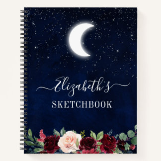 Waterverf Sky Moon Stars Floral Sketchbook Notitieboek